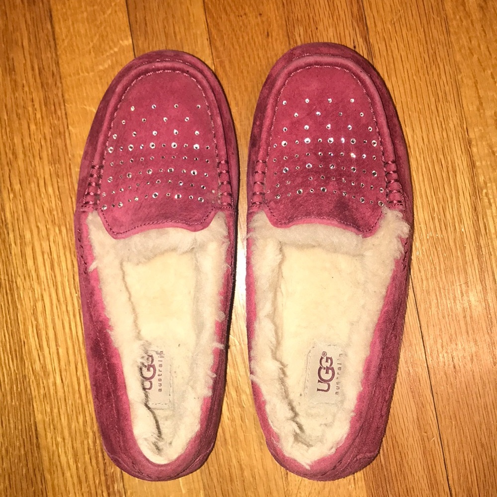 Rhinestone red ugg moccasins